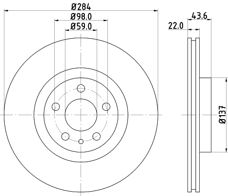 HELLA 8DD 355 101-951 - Тормозной диск PRO