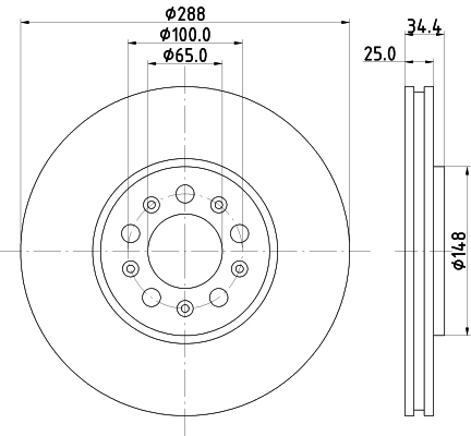HELLA 8DD 355 107-611 - Тормозной диск PRO