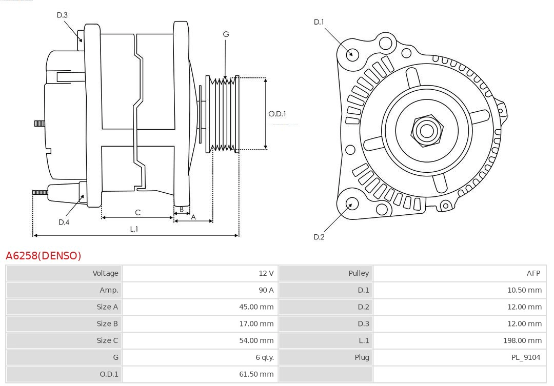 AS-PL A6258(DENSO) - Генератор Brand new Denso