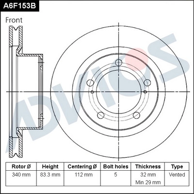 ADVICS A6F153B - Тормозные диски