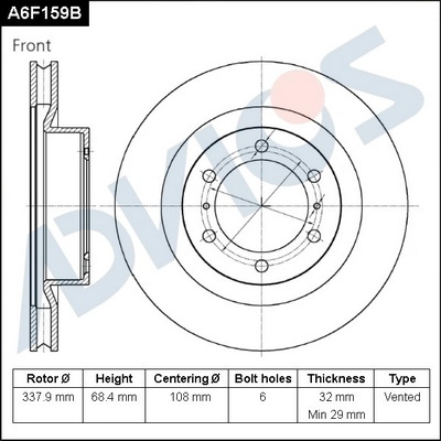 ADVICS A6F159B - Тормозные диски