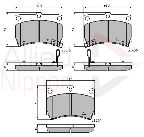 Комплект тормозных колодок, дисковый тормоз ANL Braking