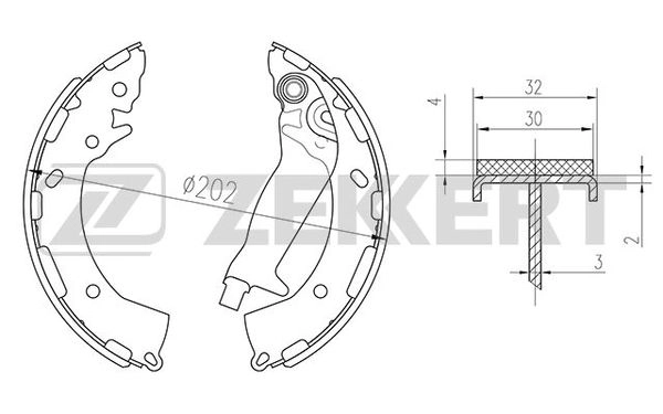 ZEKKERT BK-4202 - Барабанные колодки