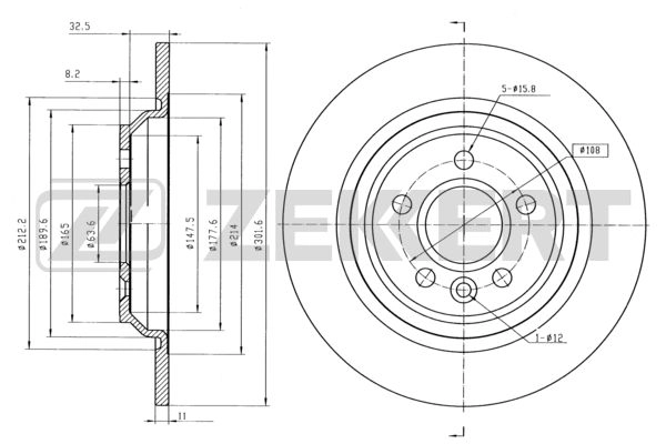 ZEKKERT BS-5844 - Тормозные диски