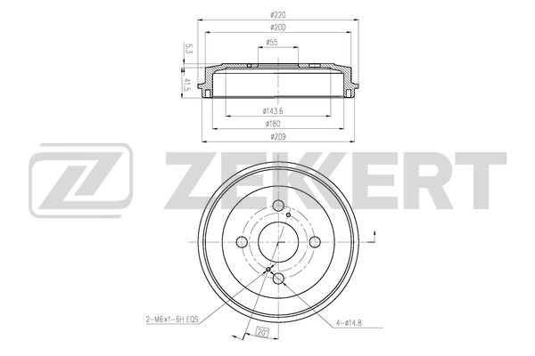 ZEKKERT BS-6465 - Тормозной барабан