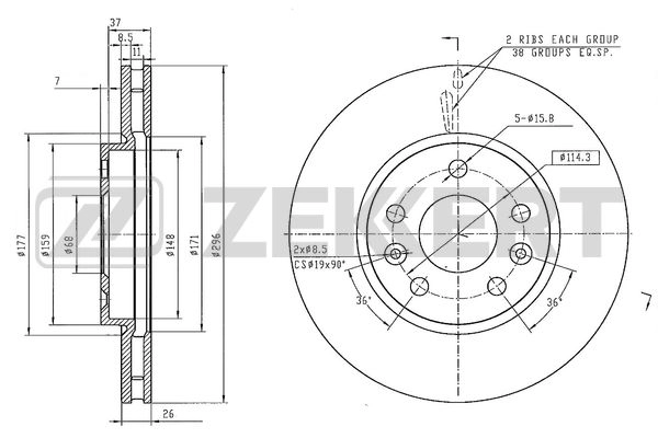 ZEKKERT BS-6570 - Тормозные диски