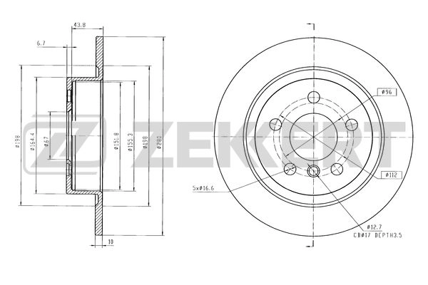 ZEKKERT BS-6597 - Тормозные диски