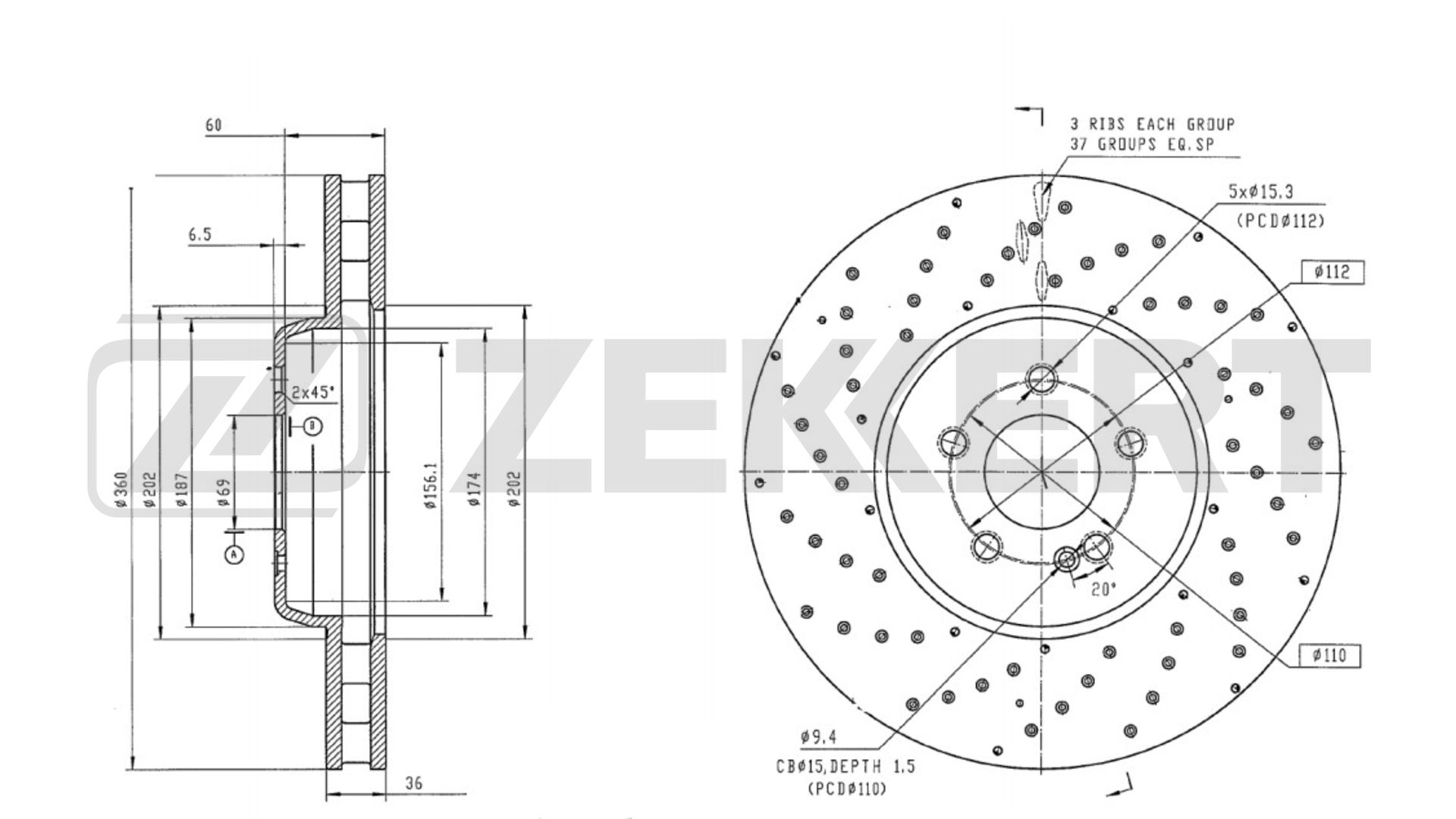 ZEKKERT BS-6644B - Тормозные диски