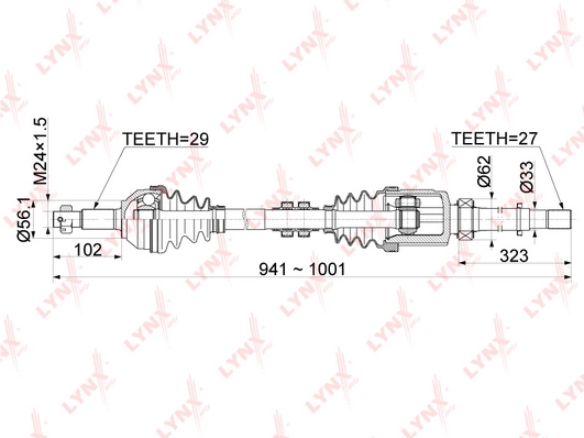 LYNXAUTO CD-1103 - Приводной вал (полуось)