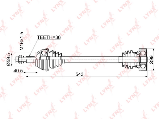 LYNXAUTO CD-1130 - Приводной вал (полуось)