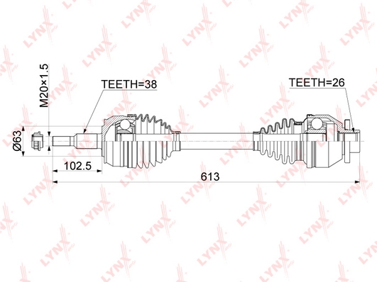 LYNXAUTO CD-1163 - Приводной вал (полуось)