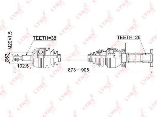 LYNXAUTO CD-1164 - Приводной вал (полуось)