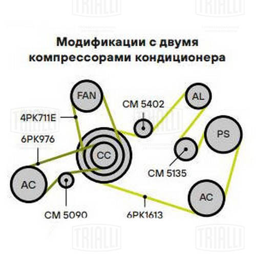 TRIALLI CM 5090 - Ролик обводной приводного ремня