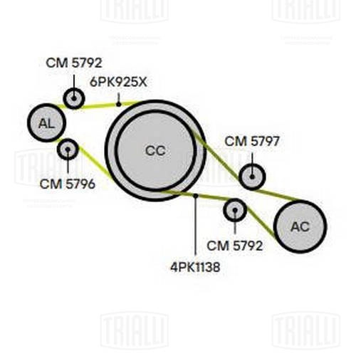 TRIALLI CM 5792 - Ролик обводной приводного ремня