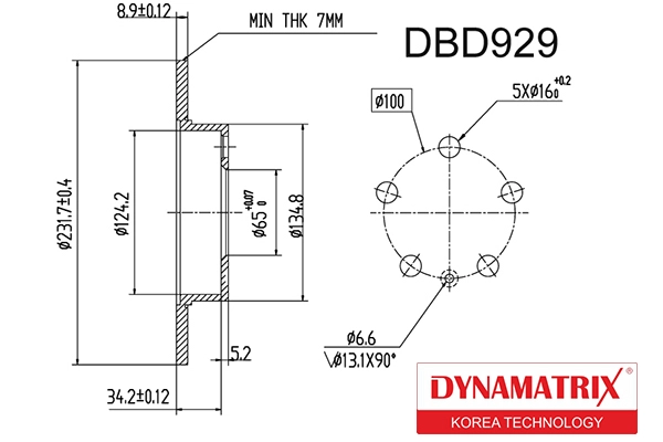DYNAMATRIX DBD929 - Тормозные диски