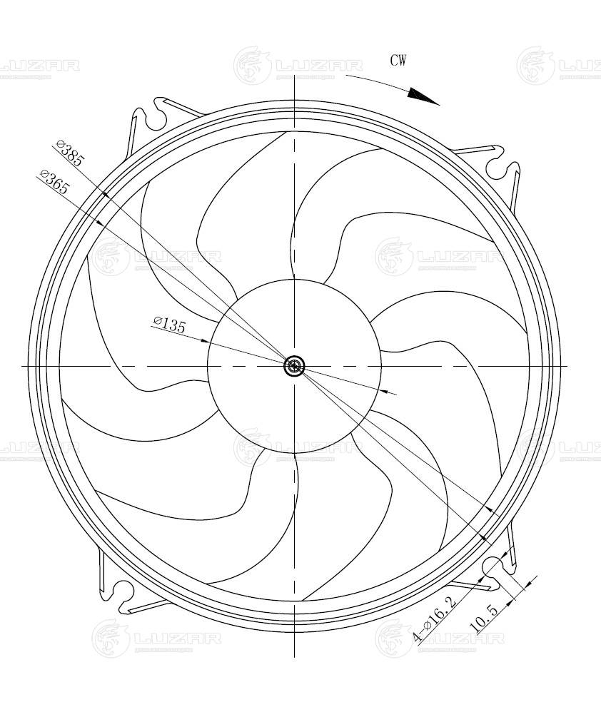 LUZAR LFK 20308 - Вентилятор радиатора