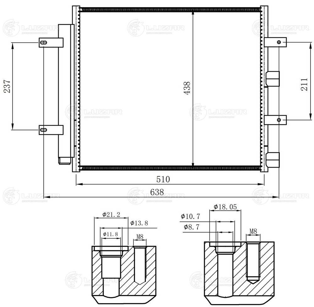 LUZAR LRAC 1014 - Радиатор кондиционера