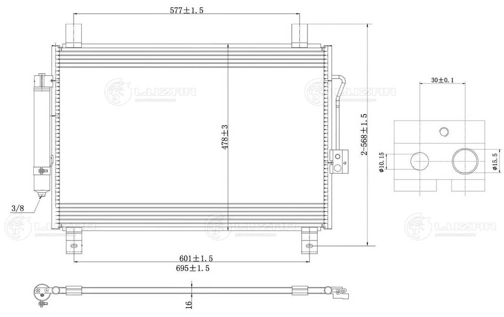 LUZAR LRAC 1460 - Радиатор кондиционера