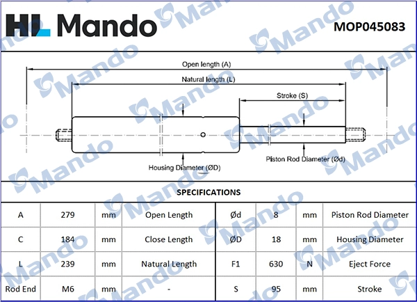 MANDO MOP045083 - Амортизатор багажника