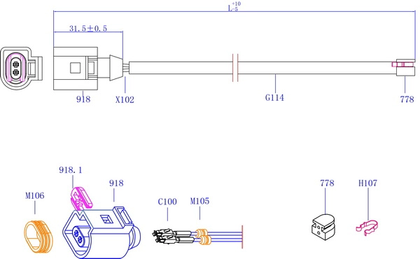 HI-Q SWS2802 - Датчик износа тормозных колодок