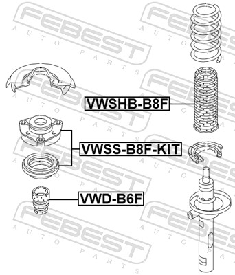FEBEST VWSS-B8F-KIT - Опора амортизатора