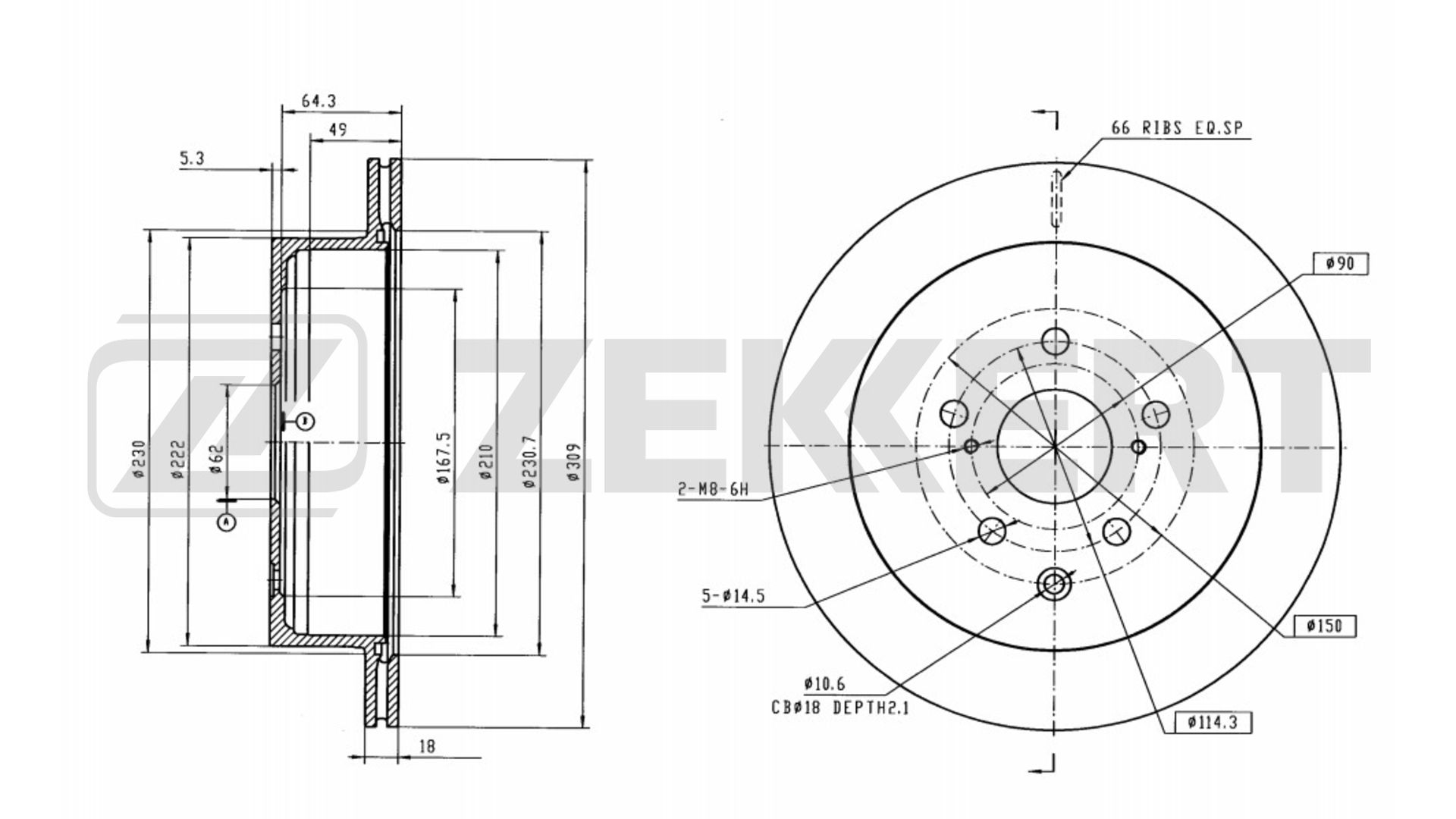 ZEKKERT BS-6642 - Тормозные диски