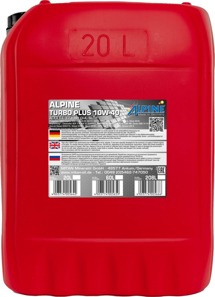 Моторное масло Turbo Plus 10W-40