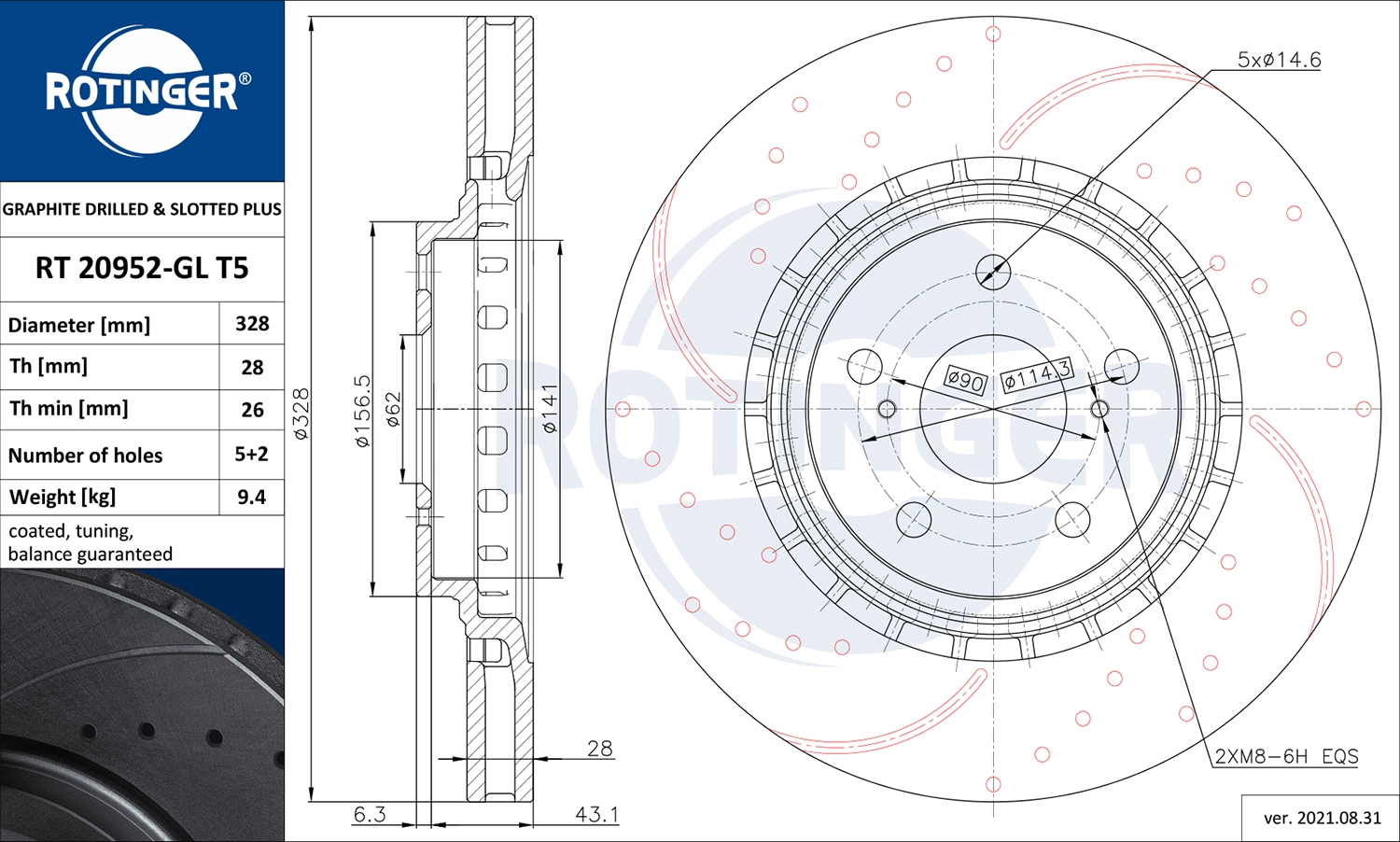 Тормозной диск GRAPHITE DRILLED & SLOTTED PLUS