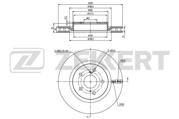 ZEKKERT BS-6288 - Тормозные диски