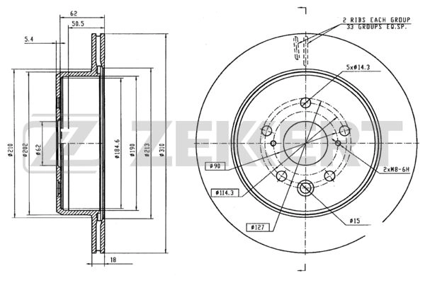 ZEKKERT BS-6074 - Тормозные диски