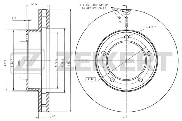 ZEKKERT BS-5243 - Тормозные диски