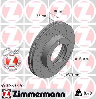 ZIMMERMANN 590.2573.52 - Тормозной диск SPORT BRAKE DISC Z