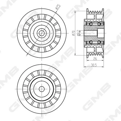 GMB GTC0550 - Обводной ролик ГРМ