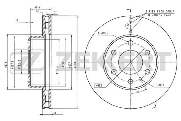 ZEKKERT BS-5943 - Тормозные диски
