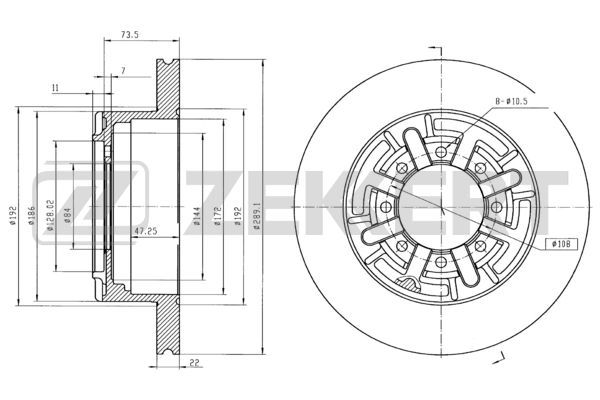 ZEKKERT BS-5443 - Тормозные диски