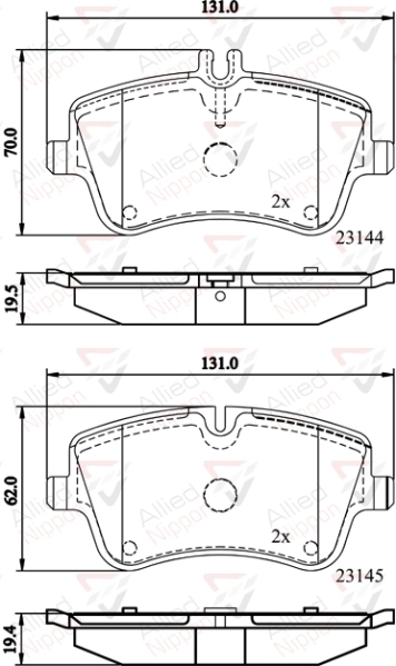ALLIED NIPPON ADB0854 - Комплект тормозных колодок, дисковый тормоз ANL Braking