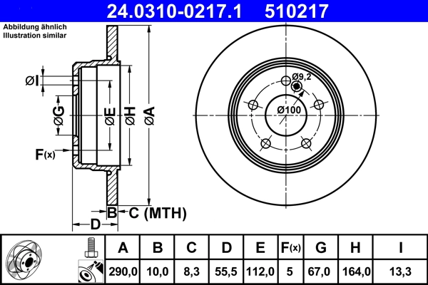 ATE 24.0310-0217.1 - Тормозной диск PowerDisc