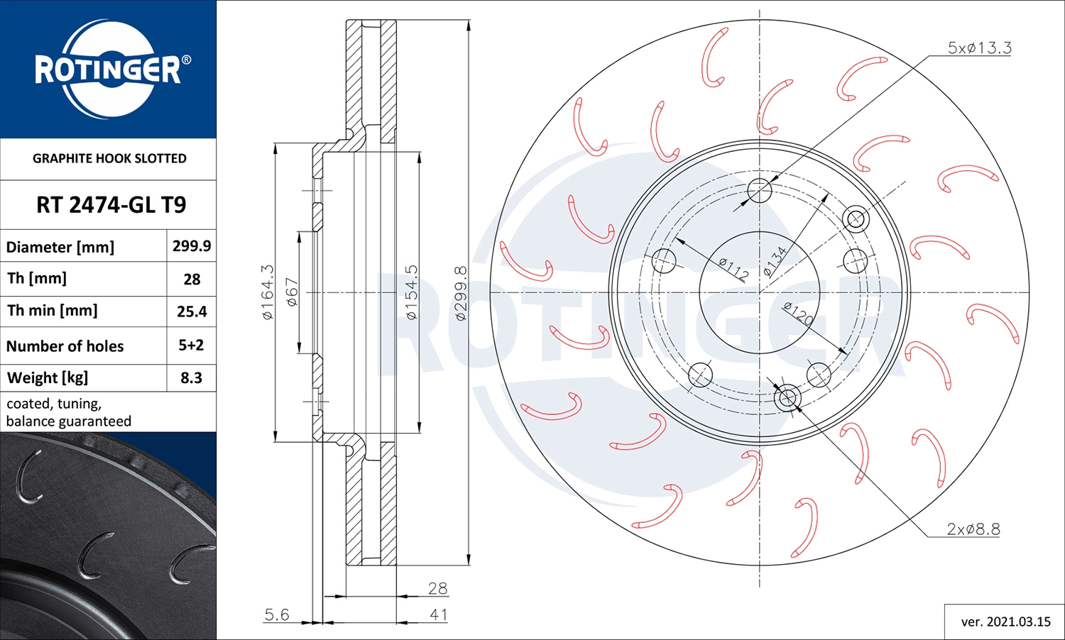 Тормозной диск GRAPHITE HOOK SLOTTED
