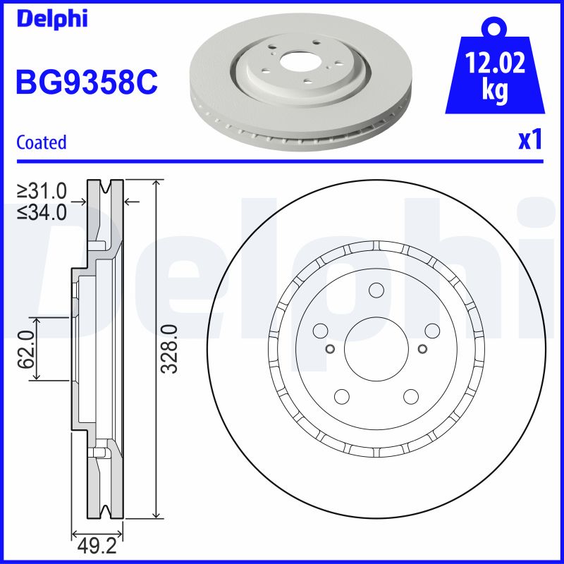 DELPHI BG9358C - Тормозные диски