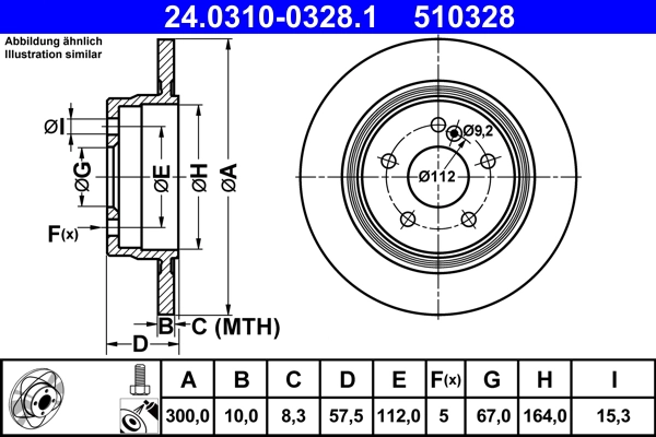 ATE 24.0310-0328.1 - Тормозной диск PowerDisc