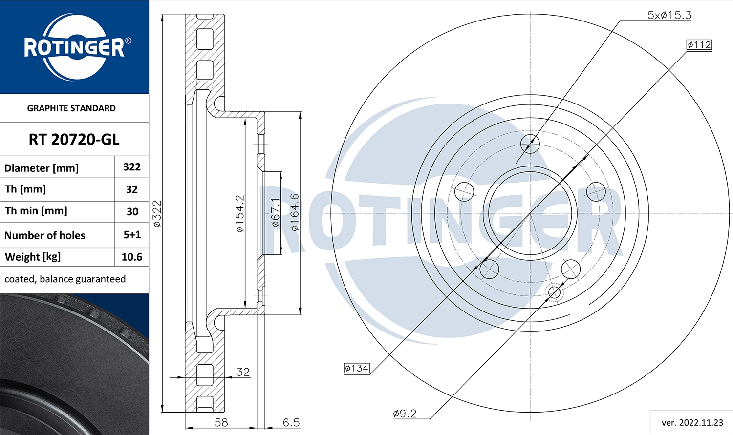 ROTINGER RT 20720-GL - Тормозной диск GRAPHITE LINE