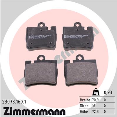 ZIMMERMANN 23078.160.1 - Тормозные колодки 