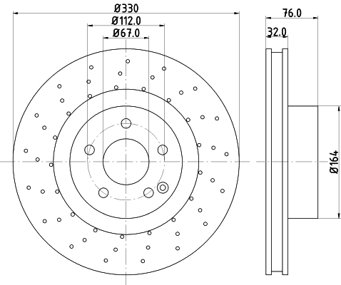 HELLA 8DD 355 127-461 - Тормозной диск PRO High Carbon