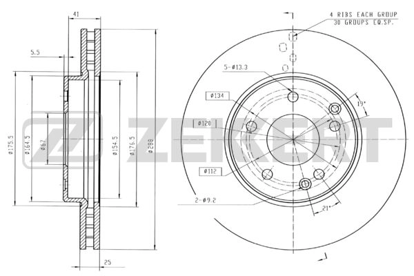 ZEKKERT BS-5289 - Тормозные диски