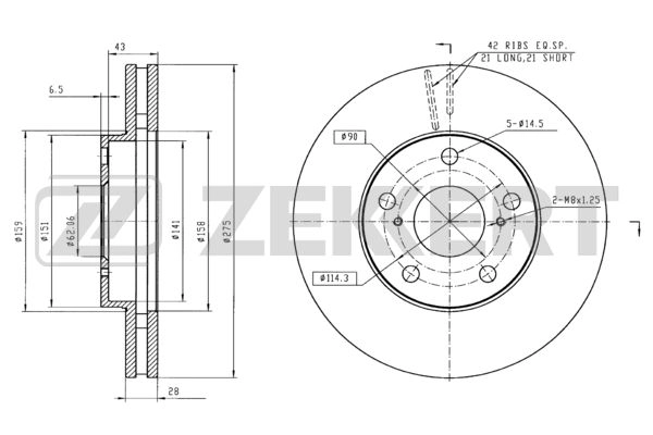 ZEKKERT BS-5142 - Тормозные диски