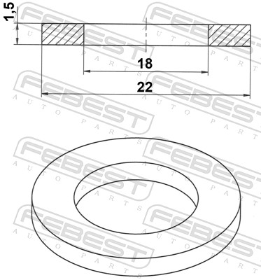 FEBEST 88430-182215C - Прокладка сливной пробки масляного поддона