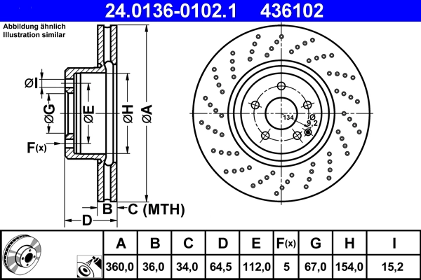 ATE 24.0136-0102.1 - Тормозные диски
