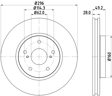 HELLA 8DD 355 115-191 - Тормозной диск PRO