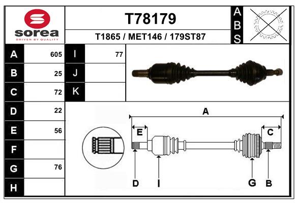 EAI T78179 - Приводной вал (полуось)