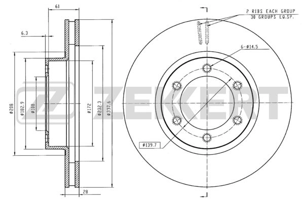 ZEKKERT BS-5047 - Тормозные диски